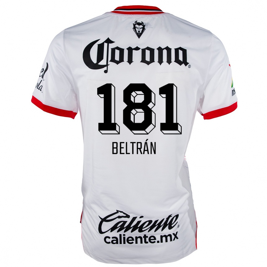 ילדים כדורגל Ronaldo Beltrán #181 לבן אדום הרחק ג'רזי 2024/25