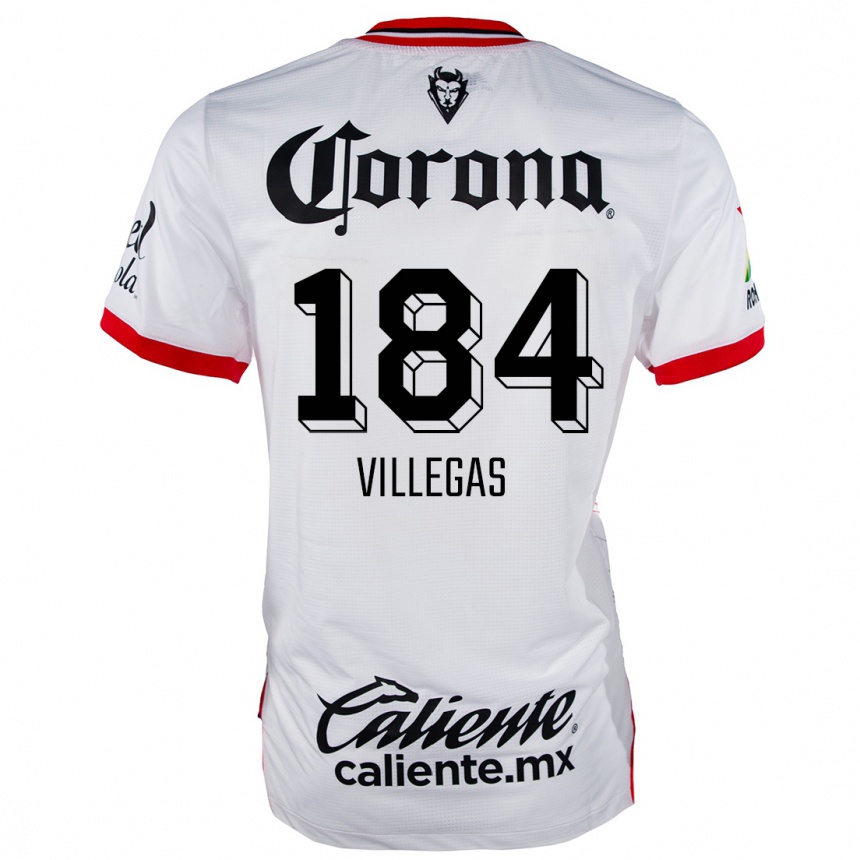ילדים כדורגל Abraham Villegas #184 לבן אדום הרחק ג'רזי 2024/25