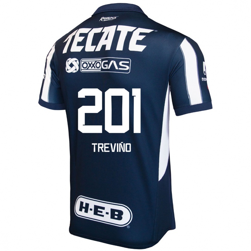 גברים כדורגל José Treviño #201 כחול אדום לבן ג'רזי ביתית 2024/25