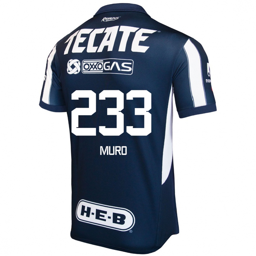 גברים כדורגל José Muro #233 כחול אדום לבן ג'רזי ביתית 2024/25