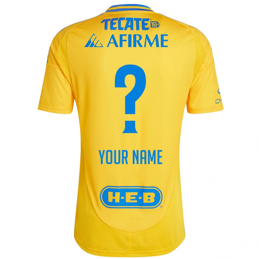 גברים כדורגל השם שלך #0 זהב צהוב ג'רזי ביתית 2024/25