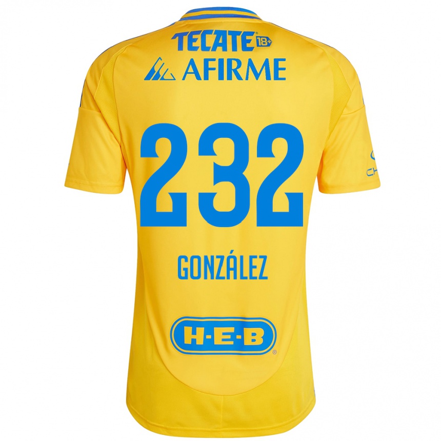 גברים כדורגל César González #232 זהב צהוב ג'רזי ביתית 2024/25