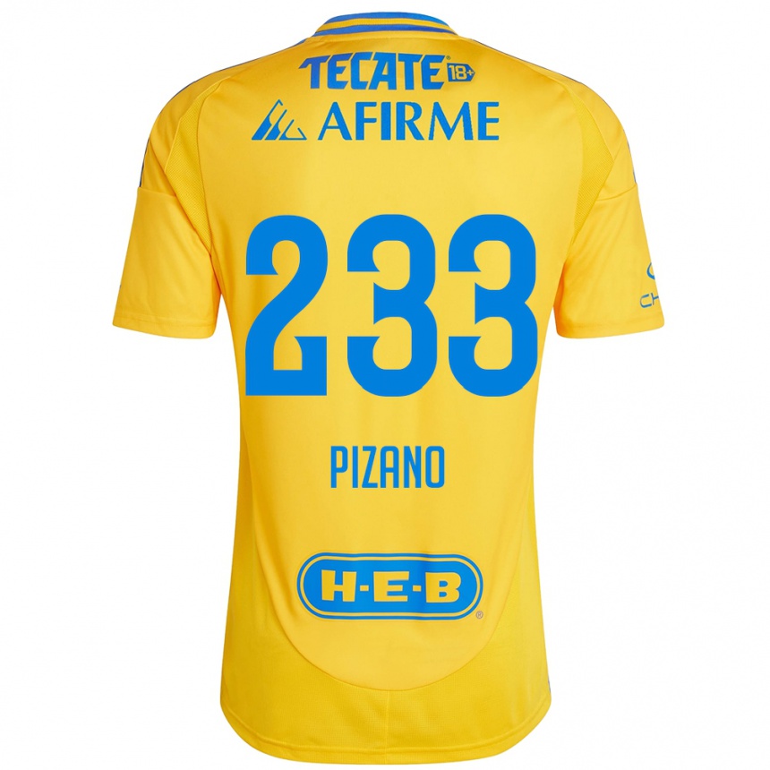 גברים כדורגל Juan Pizano #233 זהב צהוב ג'רזי ביתית 2024/25
