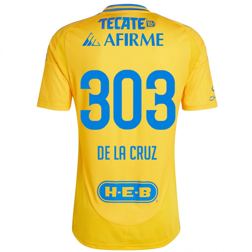 גברים כדורגל Erick De La Cruz #303 זהב צהוב ג'רזי ביתית 2024/25