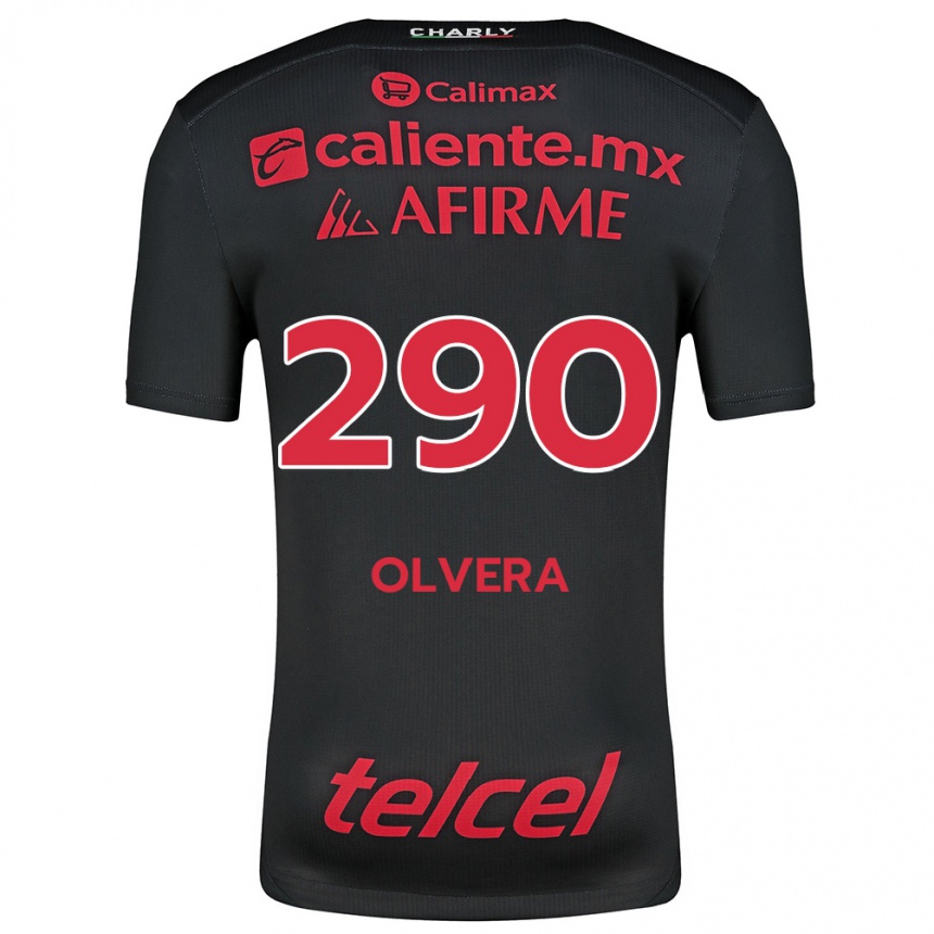 גברים כדורגל Ian Olvera #290 שחור אדום ג'רזי ביתית 2024/25