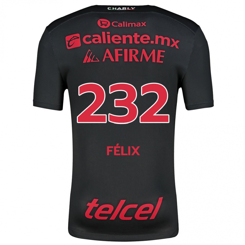 גברים כדורגל Erick Félix #232 שחור אדום ג'רזי ביתית 2024/25