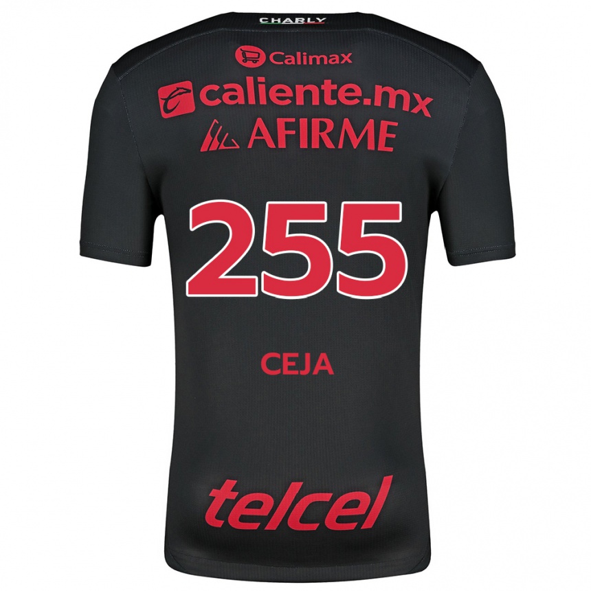 גברים כדורגל Julio Ceja #255 שחור אדום ג'רזי ביתית 2024/25