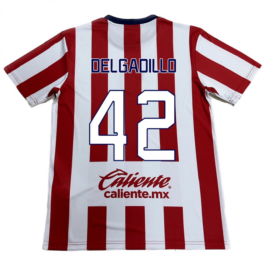גברים כדורגל Diego Delgadillo #42 אדום לבן ג'רזי ביתית 2024/25