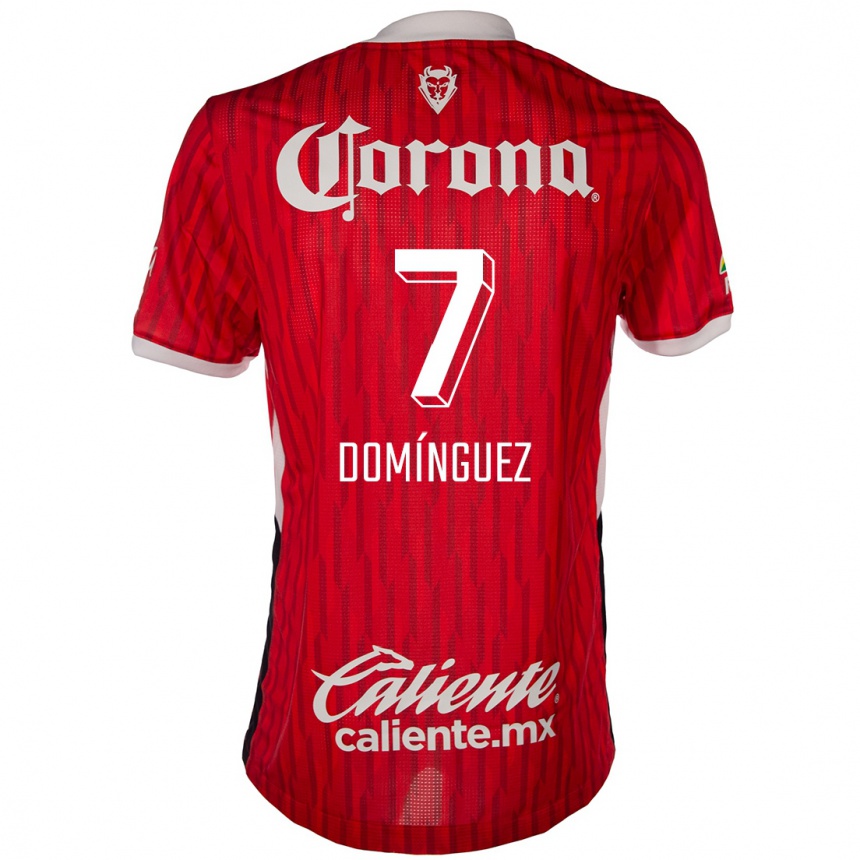 גברים כדורגל Juan Domínguez #7 אדום לבן ג'רזי ביתית 2024/25