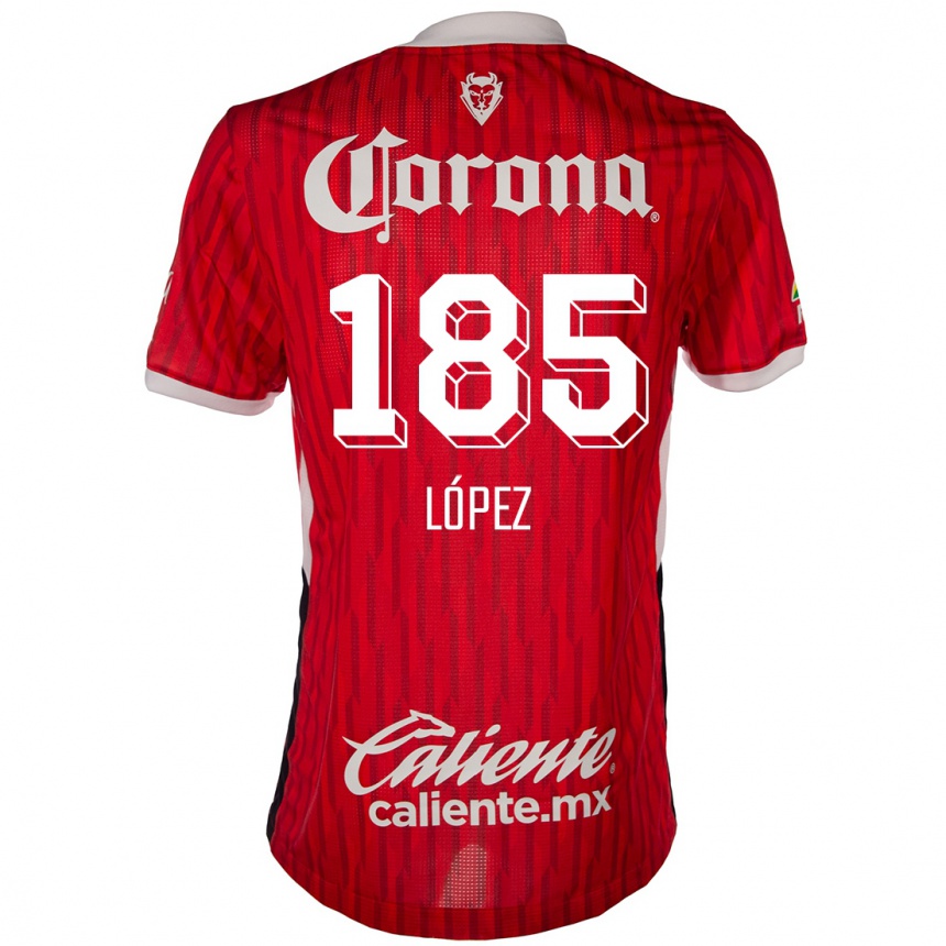 גברים כדורגל David López #185 אדום לבן ג'רזי ביתית 2024/25