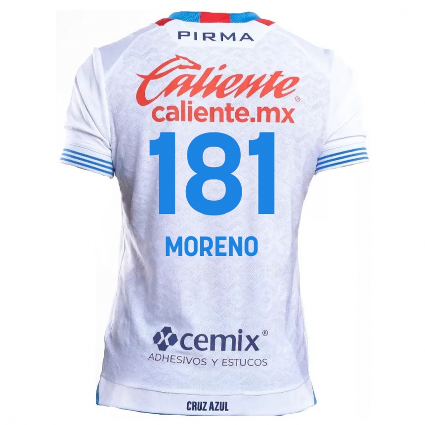 גברים כדורגל Roberto Moreno #181 לבן אדוםלבן כחול הרחק ג'רזי 2024/25