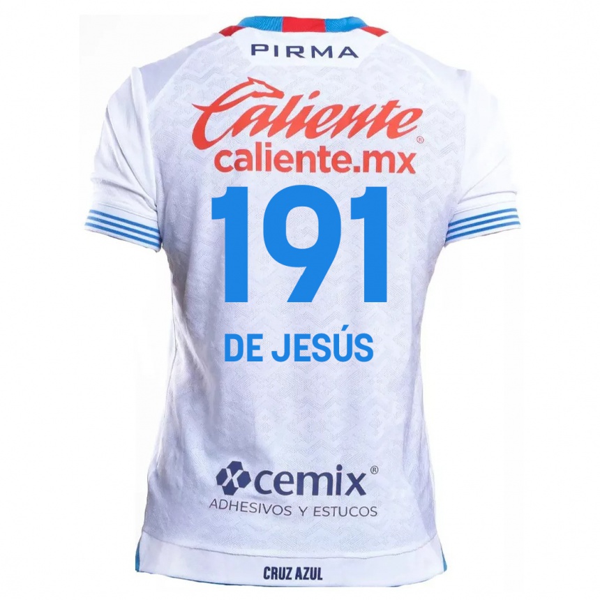 גברים כדורגל Luis De Jesús #191 לבן אדוםלבן כחול הרחק ג'רזי 2024/25