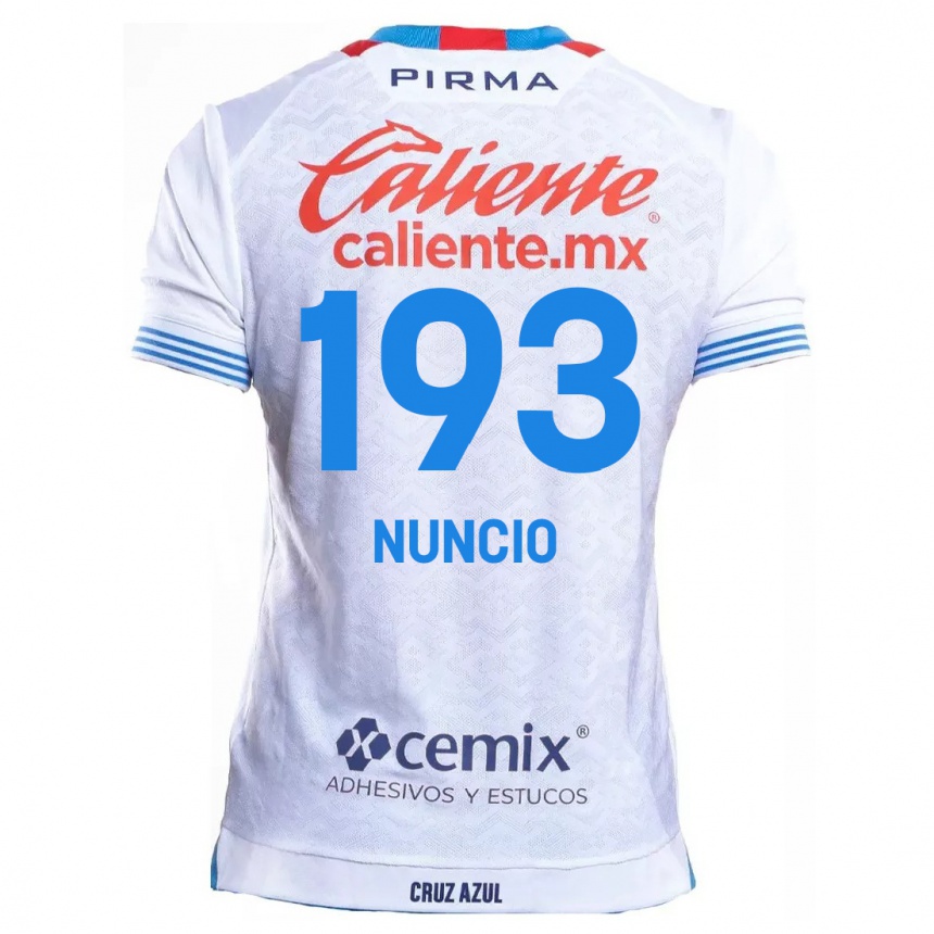 גברים כדורגל Jorge Nuncio #193 לבן אדוםלבן כחול הרחק ג'רזי 2024/25