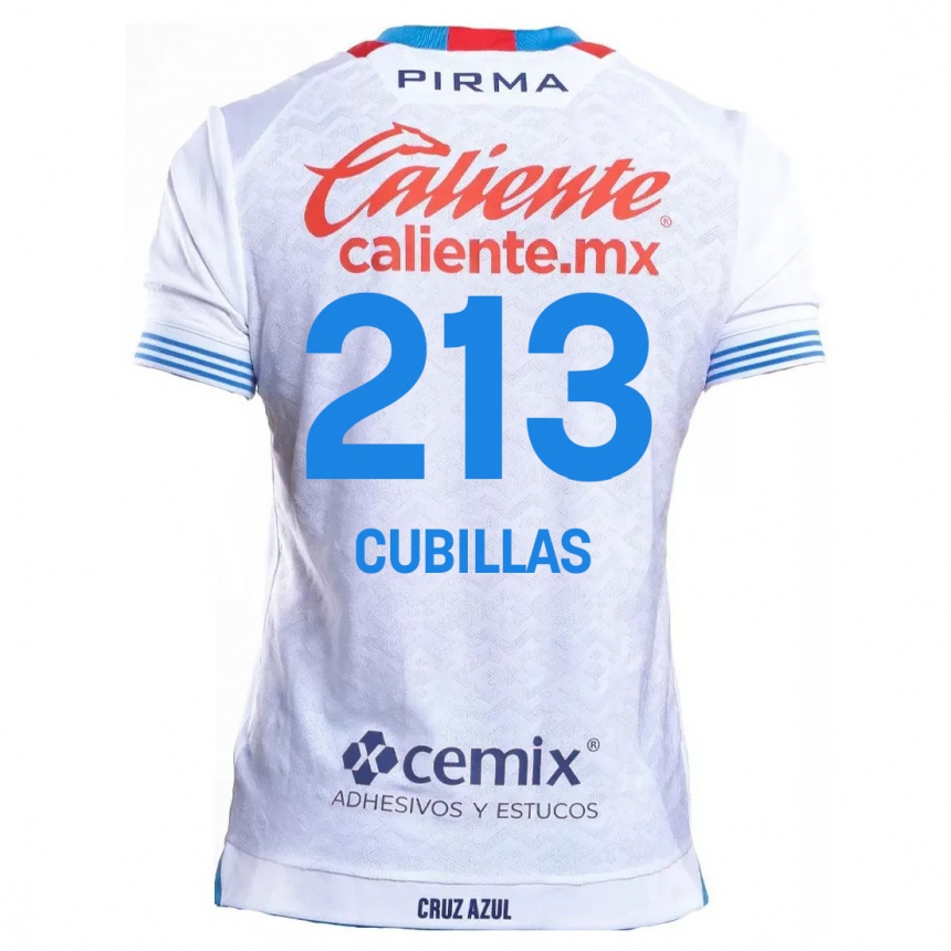 גברים כדורגל Andre Cubillas #213 לבן אדוםלבן כחול הרחק ג'רזי 2024/25