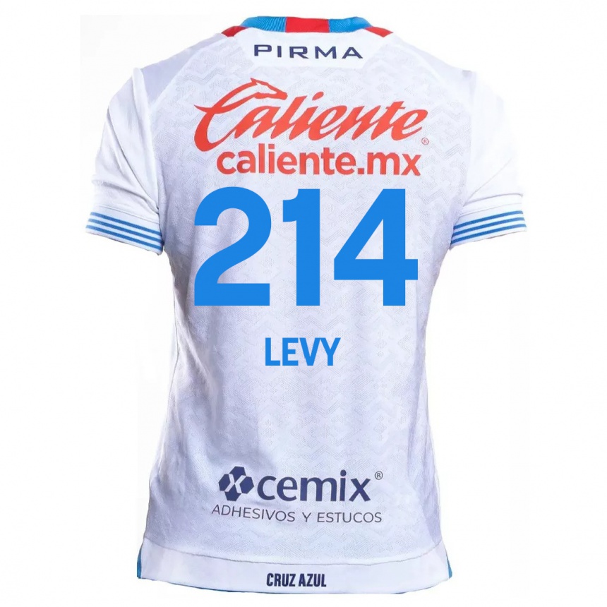 גברים כדורגל Mateo Levy #214 לבן אדוםלבן כחול הרחק ג'רזי 2024/25