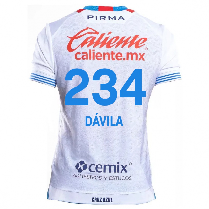 גברים כדורגל Emilio Dávila #234 לבן אדוםלבן כחול הרחק ג'רזי 2024/25