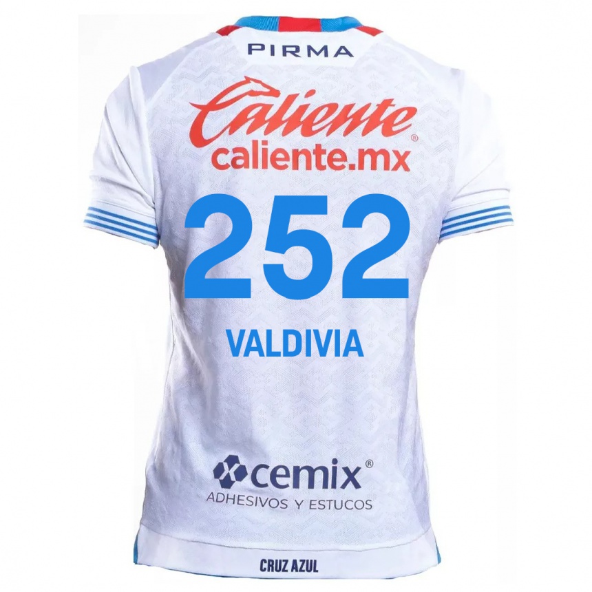 גברים כדורגל Christian Valdivia #252 לבן אדוםלבן כחול הרחק ג'רזי 2024/25