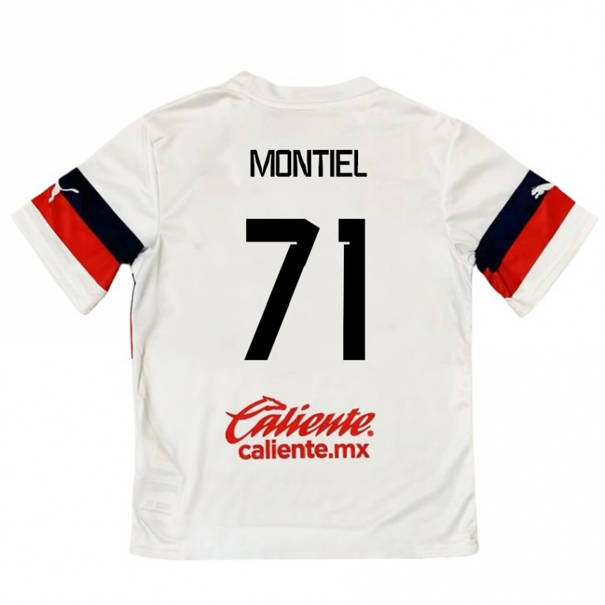 גברים כדורגל Erick Montiel #71 לבן אדום הרחק ג'רזי 2024/25