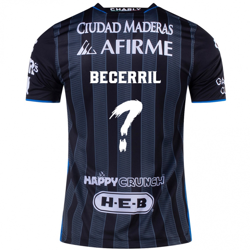 גברים כדורגל Abner Becerril #0 לבן שחור הרחק ג'רזי 2024/25
