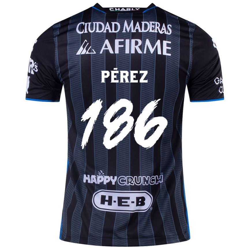 גברים כדורגל José Pérez #186 לבן שחור הרחק ג'רזי 2024/25