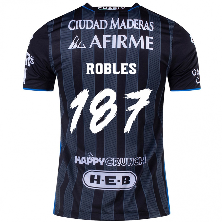 גברים כדורגל Juan Robles #187 לבן שחור הרחק ג'רזי 2024/25