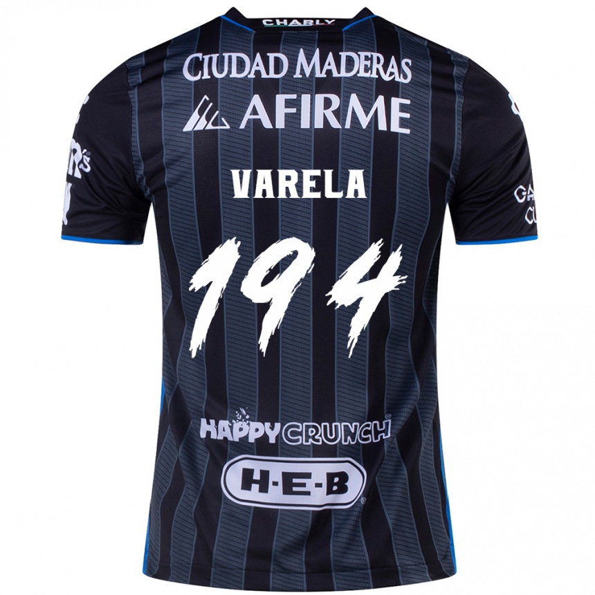 גברים כדורגל José Varela #194 לבן שחור הרחק ג'רזי 2024/25
