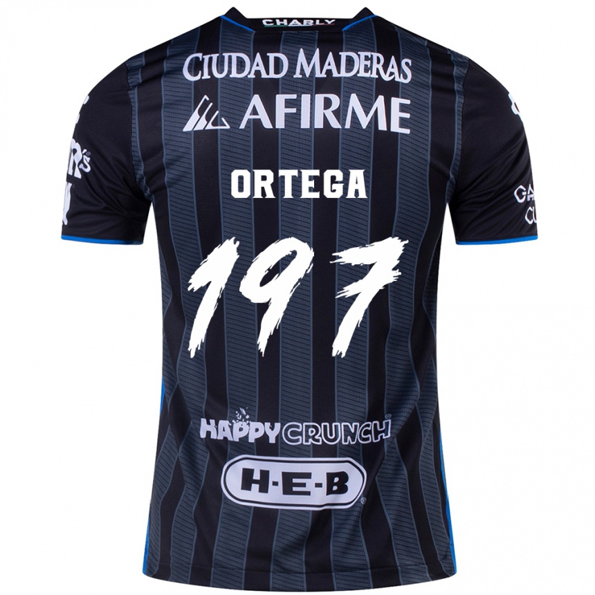 גברים כדורגל Javier Ortega #197 לבן שחור הרחק ג'רזי 2024/25