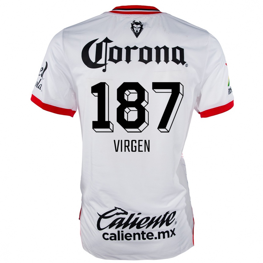 גברים כדורגל Oswaldo Virgen #187 לבן אדום הרחק ג'רזי 2024/25