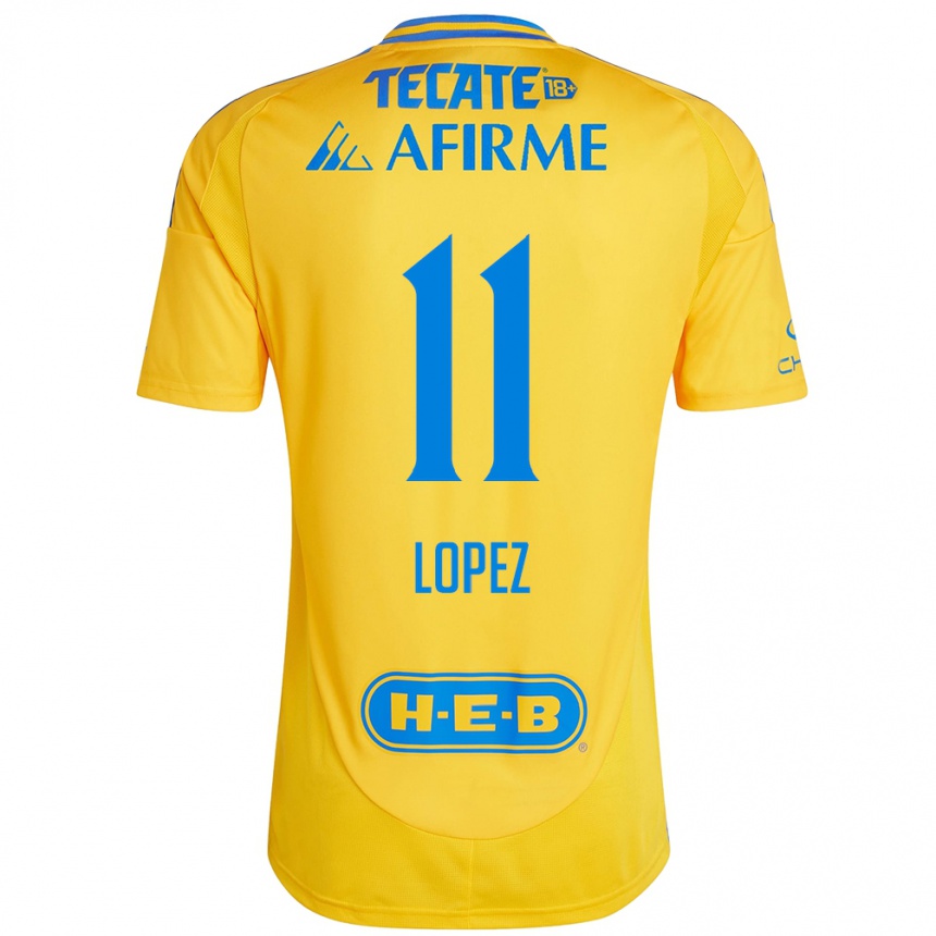 נשים כדורגל Nicolas Lopez #11 זהב צהוב ג'רזי ביתית 2024/25