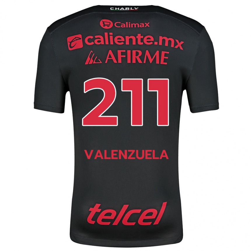 נשים כדורגל Aldieri Valenzuela #211 שחור אדום ג'רזי ביתית 2024/25