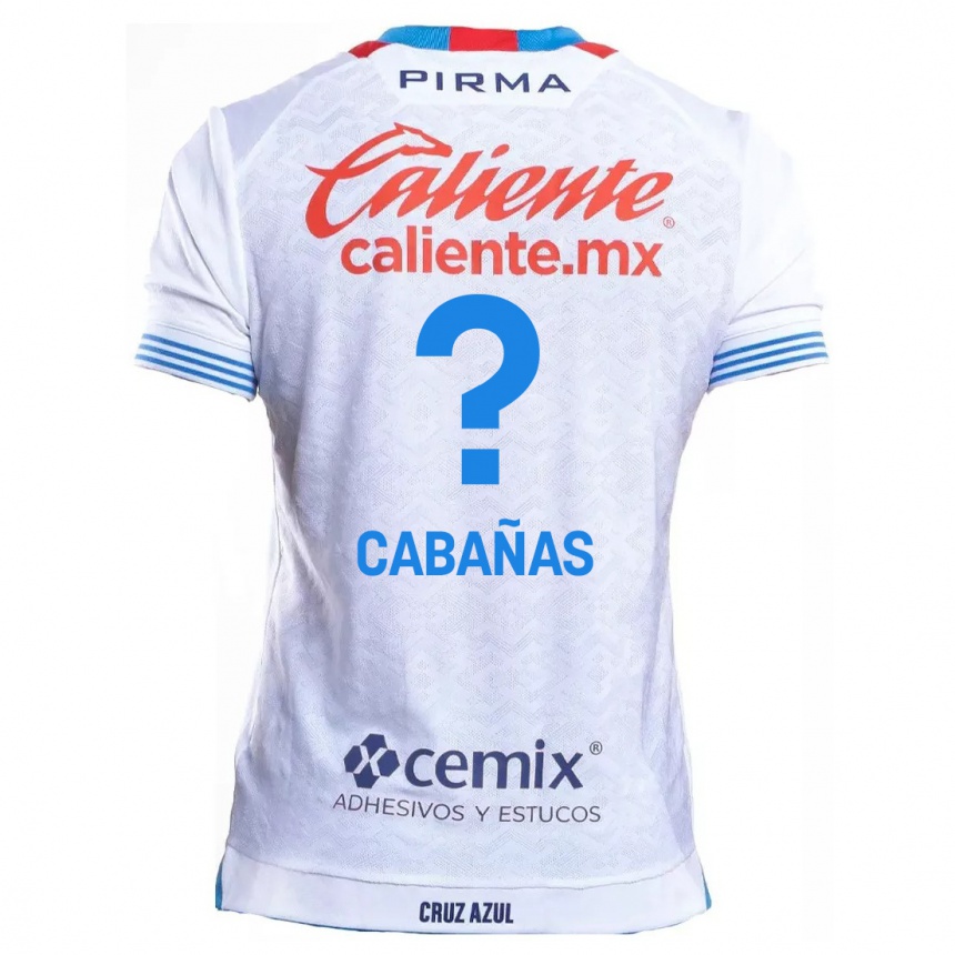 נשים כדורגל Alfredo Cabañas #0 לבן אדוםלבן כחול הרחק ג'רזי 2024/25