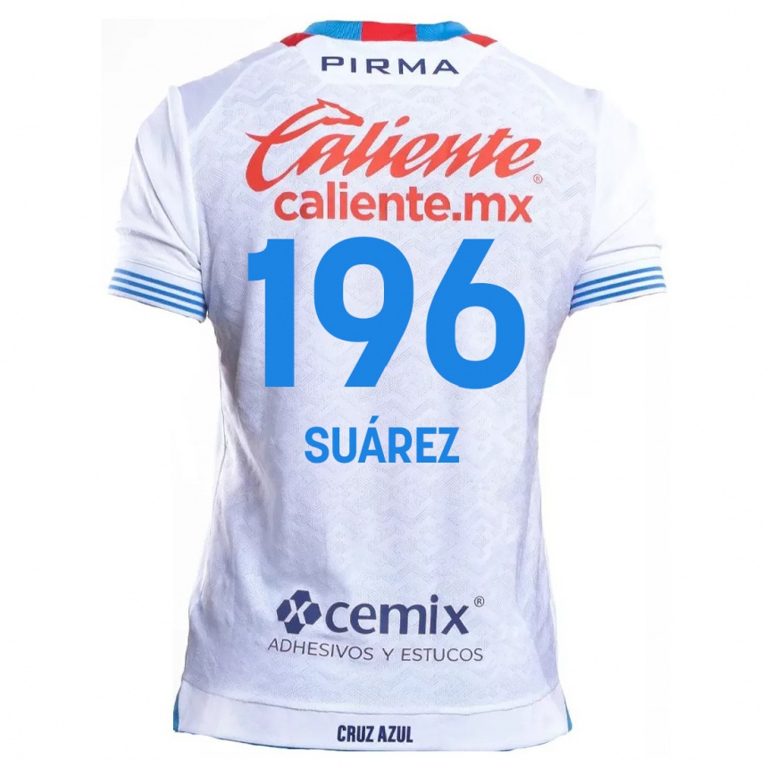 נשים כדורגל Javier Suárez #196 לבן אדוםלבן כחול הרחק ג'רזי 2024/25