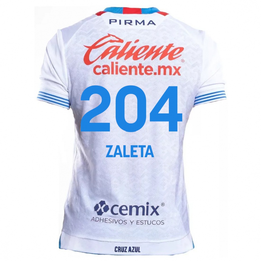 נשים כדורגל Mauro Zaleta #204 לבן אדוםלבן כחול הרחק ג'רזי 2024/25