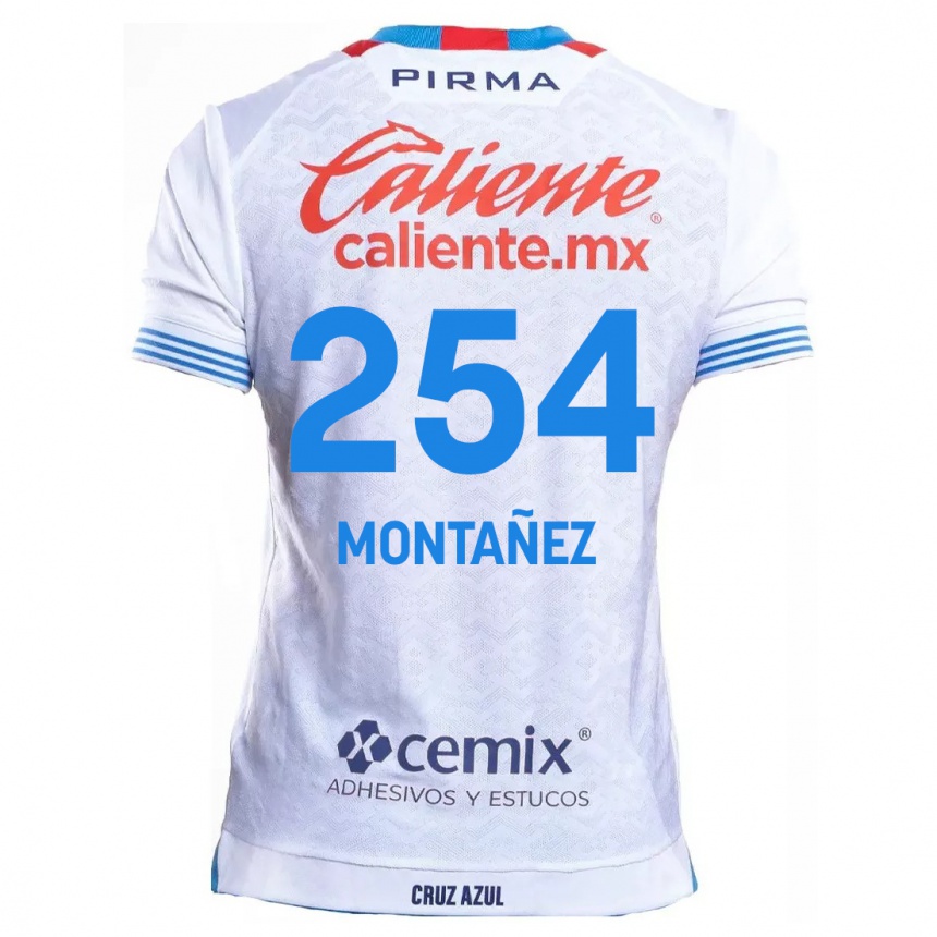 נשים כדורגל Humberto Montañez #254 לבן אדוםלבן כחול הרחק ג'רזי 2024/25