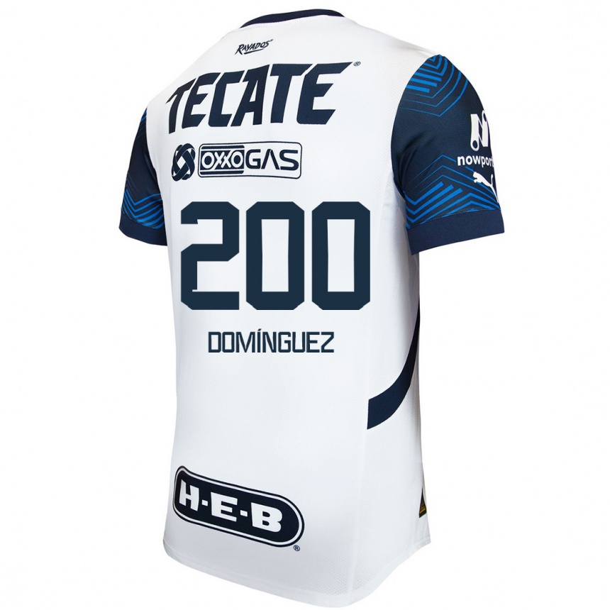נשים כדורגל Joel Domínguez #200 לבן אדוםלבן כחול הרחק ג'רזי 2024/25