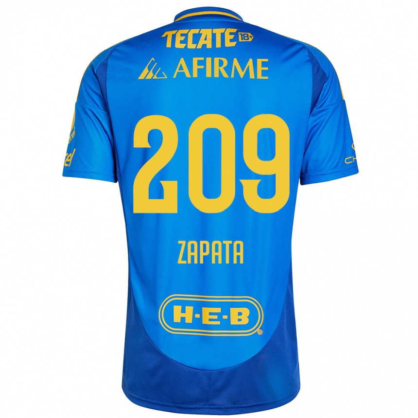 נשים כדורגל Jorge Zapata #209 כחול צהוב הרחק ג'רזי 2024/25