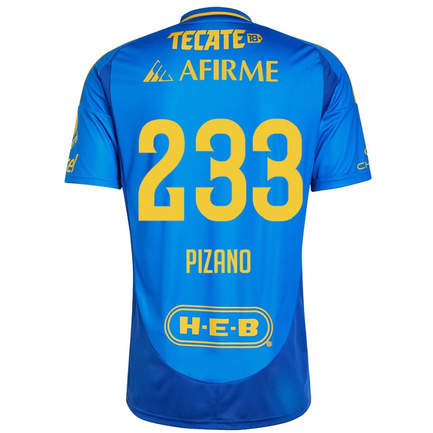 נשים כדורגל Juan Pizano #233 כחול צהוב הרחק ג'רזי 2024/25