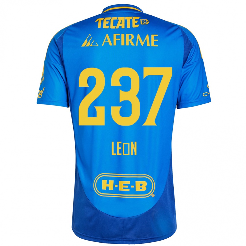 נשים כדורגל Gabriel León #237 כחול צהוב הרחק ג'רזי 2024/25