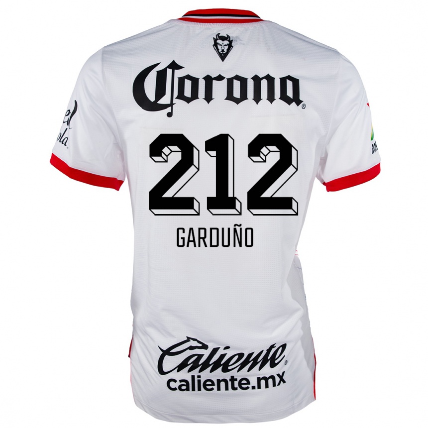 נשים כדורגל Carlos Garduño #212 לבן אדום הרחק ג'רזי 2024/25