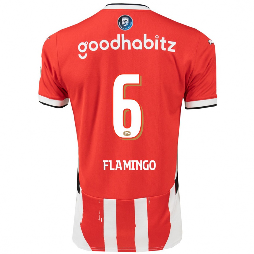 ילדים כדורגל Ryan Flamingo #6 אדום לבן ג'רזי ביתית 2024/25