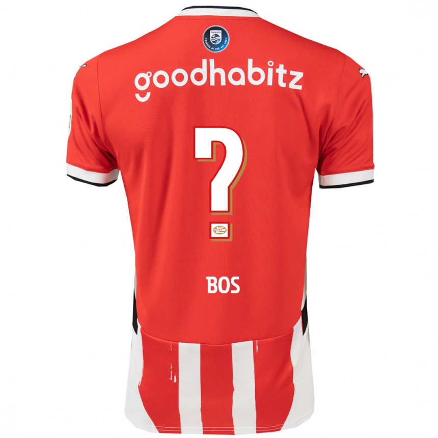 ילדים כדורגל Floris Bos #0 אדום לבן ג'רזי ביתית 2024/25