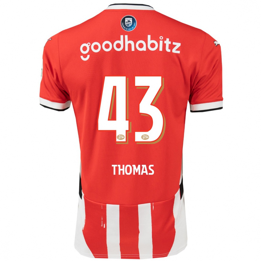 ילדים כדורגל Kealyn Thomas #43 אדום לבן ג'רזי ביתית 2024/25