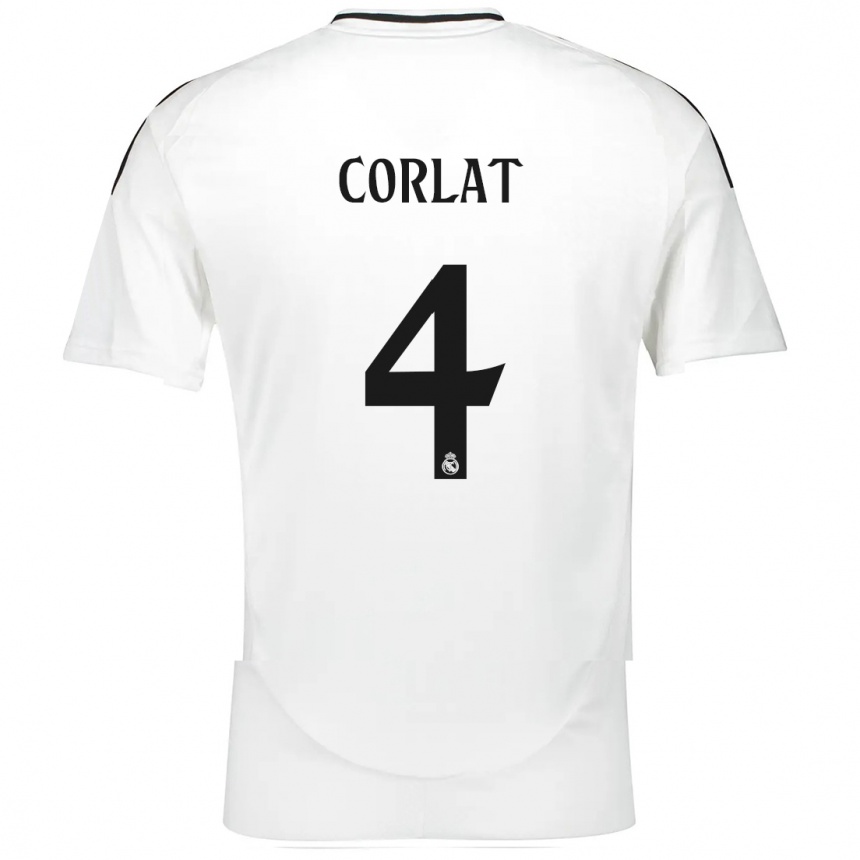 ילדים כדורגל Edu Corlat #4 לָבָן ג'רזי ביתית 2024/25