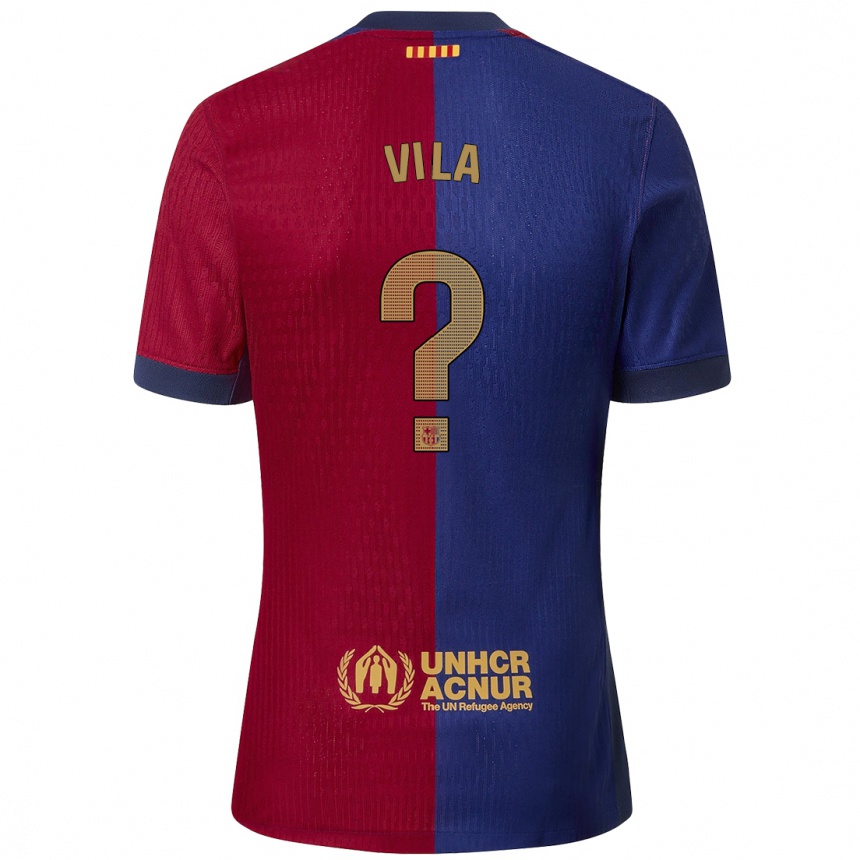 ילדים כדורגל Manu Vila #0 כחול אדום ג'רזי ביתית 2024/25