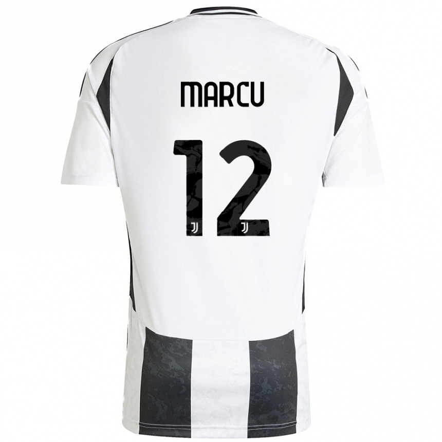 ילדים כדורגל Alessio Marcu #12 לבן שחור ג'רזי ביתית 2024/25