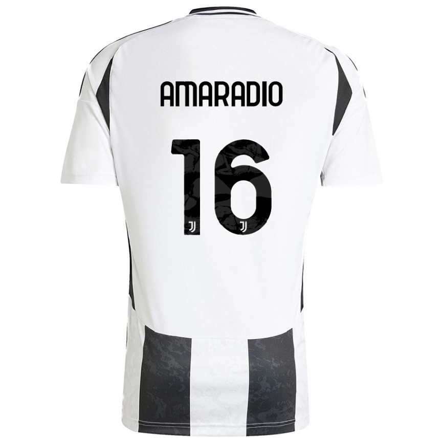 ילדים כדורגל Luca Amaradio #16 לבן שחור ג'רזי ביתית 2024/25