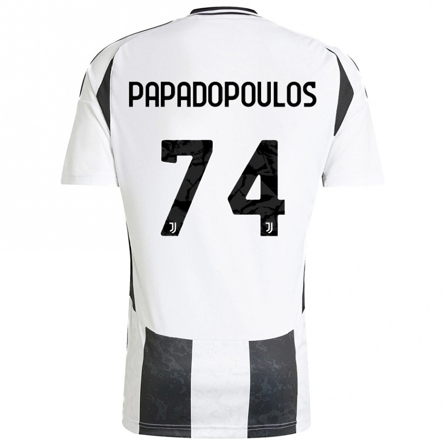 ילדים כדורגל Christos Papadopoulos #74 לבן שחור ג'רזי ביתית 2024/25