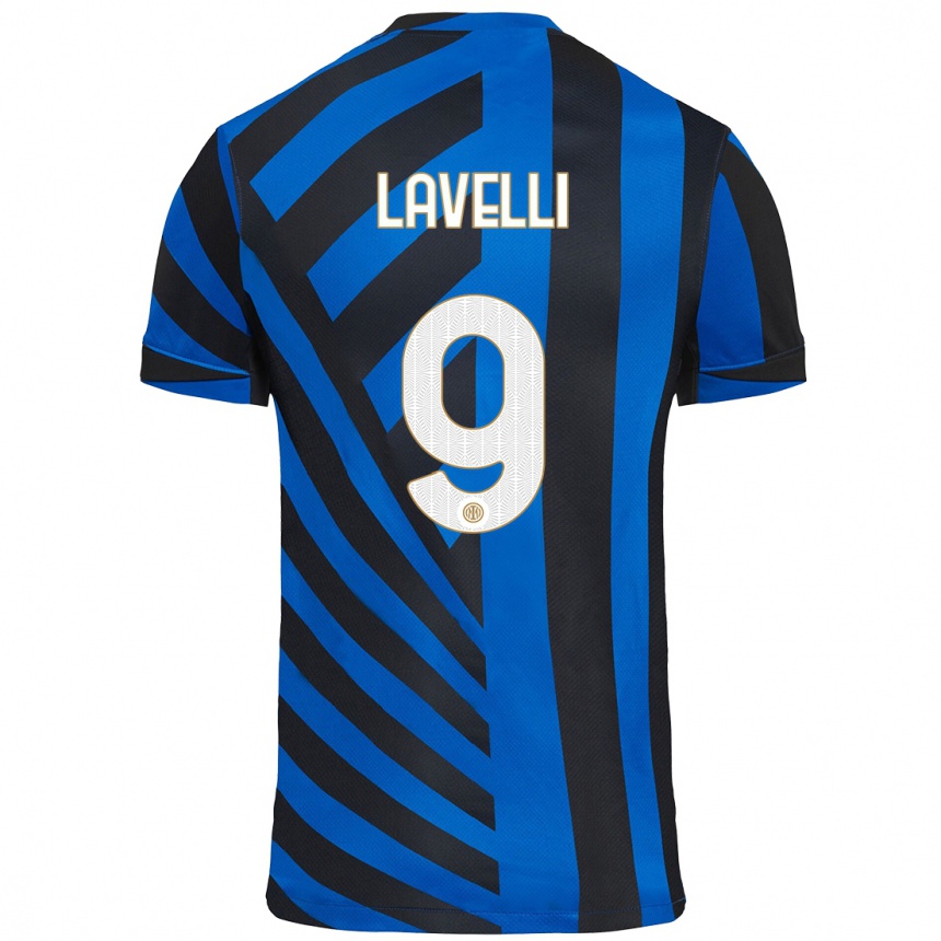 ילדים כדורגל Matteo Lavelli #9 כחול שחור ג'רזי ביתית 2024/25