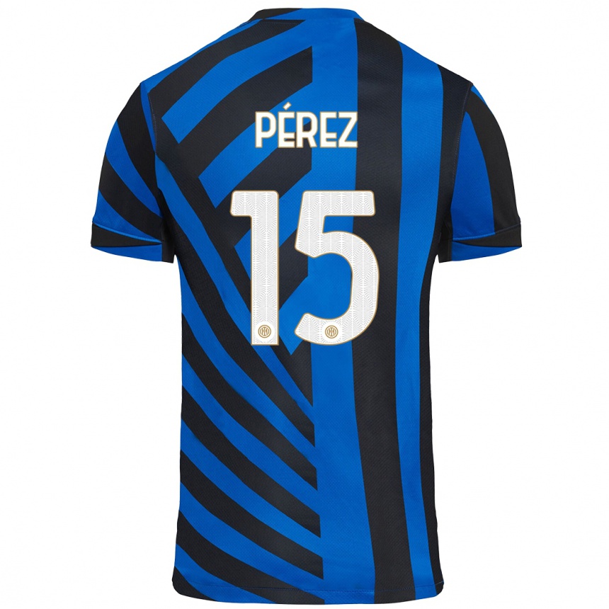 ילדים כדורגל Álex Pérez #15 כחול שחור ג'רזי ביתית 2024/25