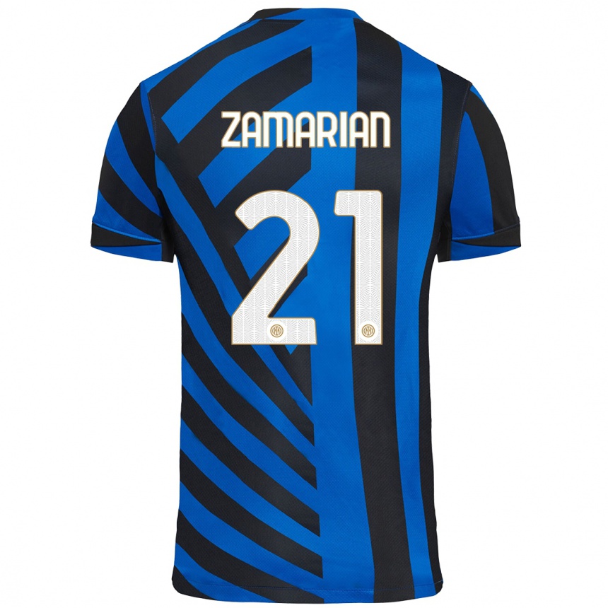 ילדים כדורגל Matteo Zamarian #21 כחול שחור ג'רזי ביתית 2024/25